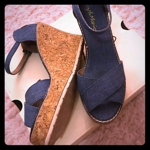 Joy & Mario Denim Wedges (Size 6.5)